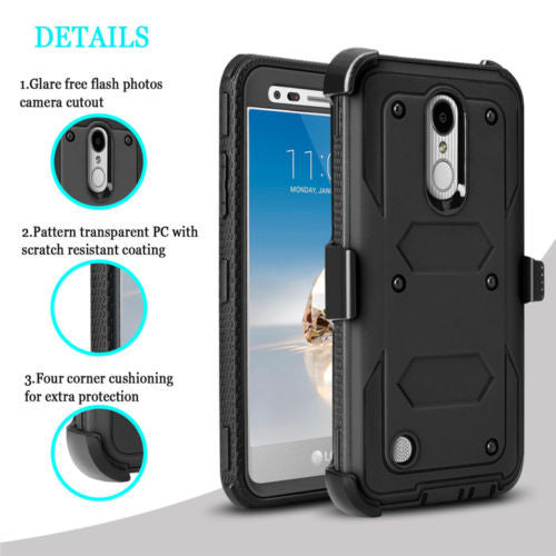 LG ARISTO holster case with screen protector - black - www.coverlabusa.com
