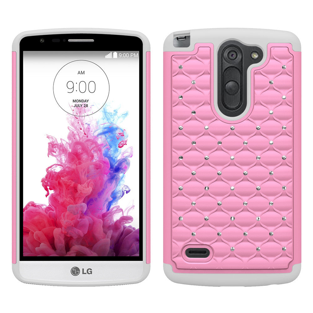 LG G3 Stylus Rhinestone Case - Pink/White - www.coverlabusa.com