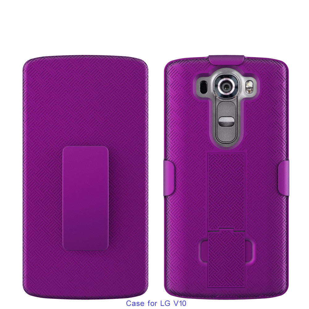 LG V10 Case, Rugged Rotating Belt Clip Slim Holster Shell Combo Case for LG V10 - Purple