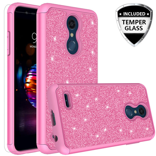 LG K10 (2018) Glitter Hybrid Case - Hot Pink - www.coverlabusa.com