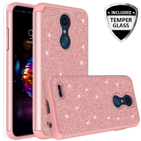 LG K10 (2018) Glitter Hybrid Case - Rose Gold - www.coverlabusa.com