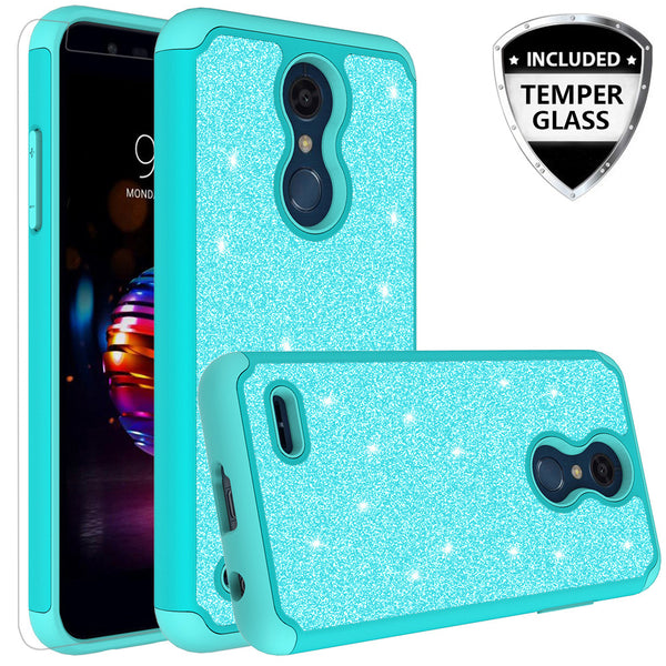 LG K10 (2018) Glitter Hybrid Case - Teal - www.coverlabusa.com