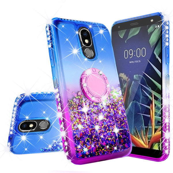 glitter ring phone case for lg k40 - blue gradient - www.coverlabusa.com 