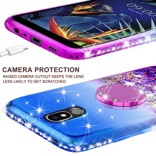 glitter ring phone case for lg k40 - blue gradient - www.coverlabusa.com 