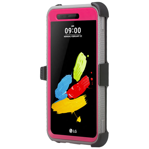 LG ARISTO holster case with screen protector - hot pink - www.coverlabusa.com