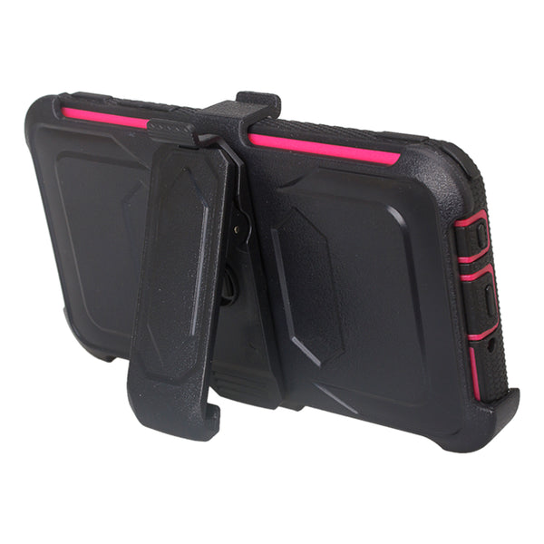 LG ARISTO holster case with screen protector - hot pink/black - www.coverlabusa.com