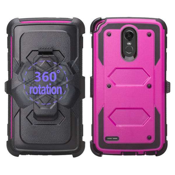 lg stylo 3 holster case with screen protector - purple - www.coverlabusa.com