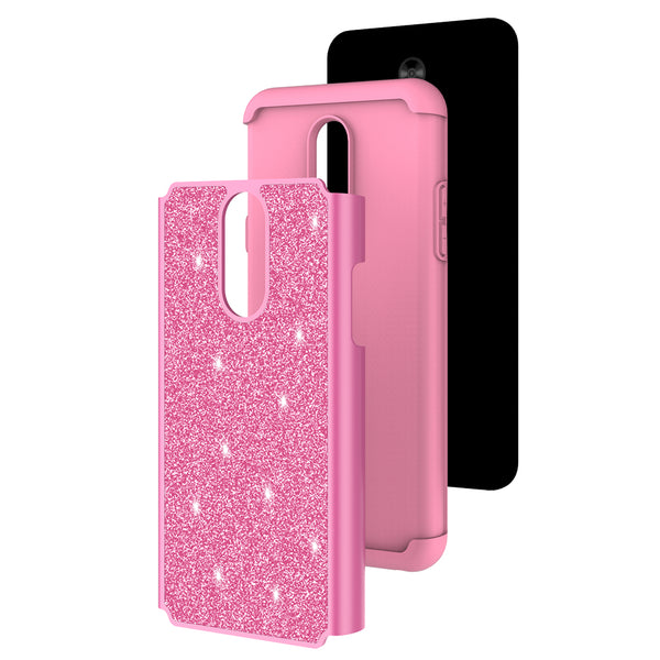LG Stylo 5 Glitter Hybrid Case - Hot Pink - www.coverlabusa.com