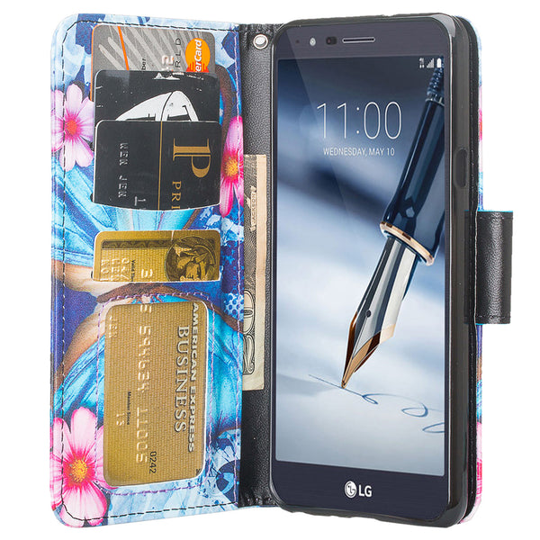 LG K40 Wallet Case - blue butterfly - www.coverlabusa.com