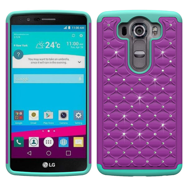 LG V10 Rhinestone Case - purple/teal - www.coverlabusa.com