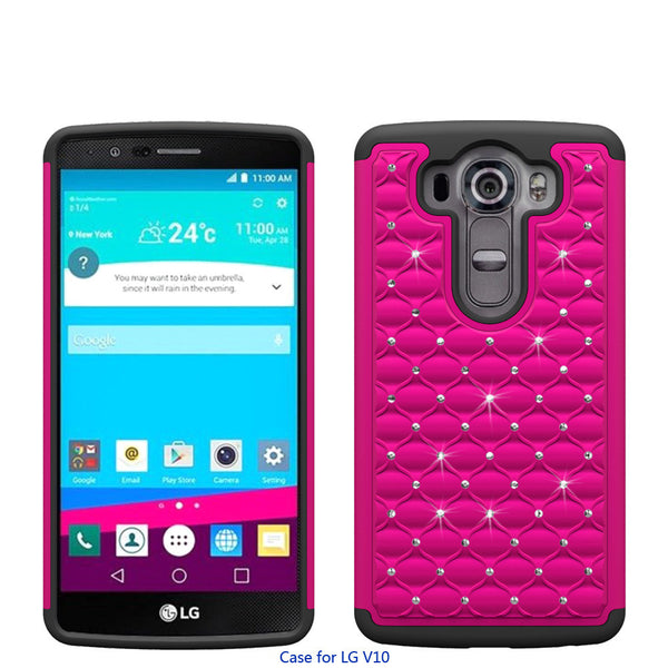 LG V10 Rhinestone Case - hot pink/black - www.coverlabusa.com