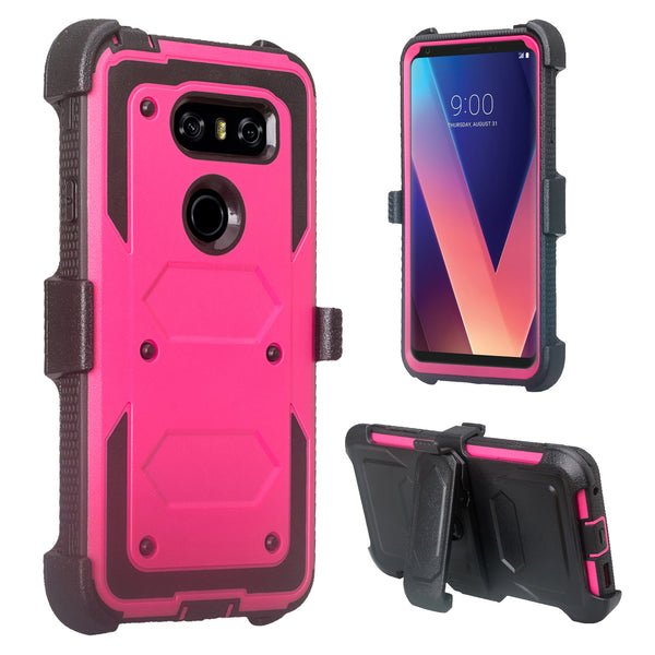 lg v30 heavy duty holster case - hot pink - www.coverlabusa.com