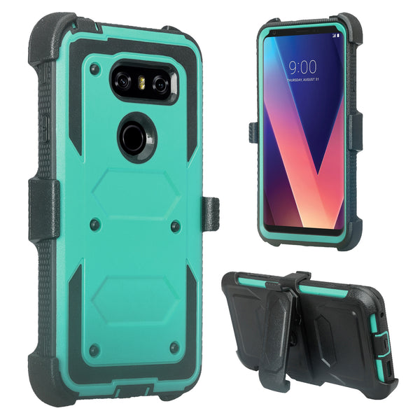 lg v30 heavy duty holster case - teal - www.coverlabusa.com