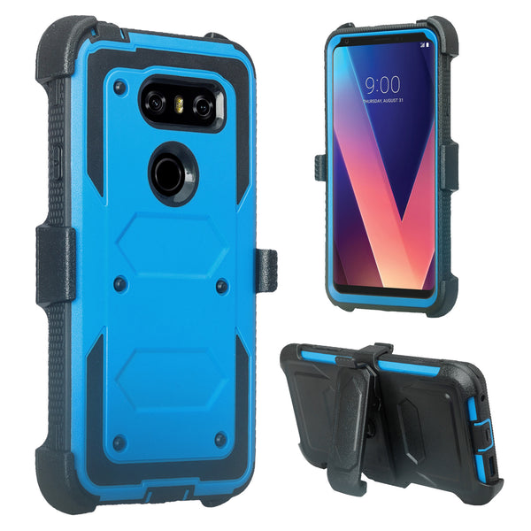 lg v30 heavy duty holster case - blue - www.coverlabusa.com