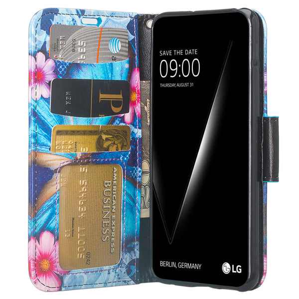 LG V30 wallet case - blue butterfly - www.coverlabusa.com