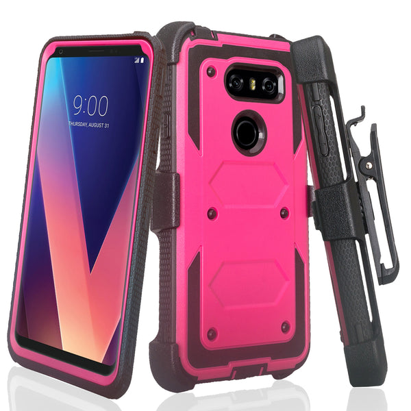 lg v30 heavy duty holster case - hot pink - www.coverlabusa.com