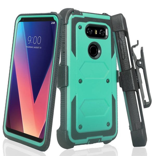 lg v30 heavy duty holster case - teal - www.coverlabusa.com