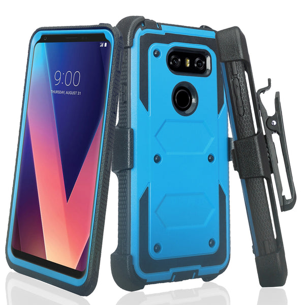 lg v30 heavy duty holster case - blue - www.coverlabusa.com