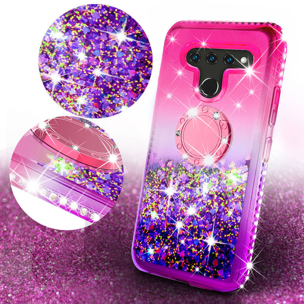 glitter ring phone case for lg v50 thinq 5g - pink gradient - www.coverlabusa.com 