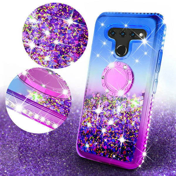 glitter ring phone case for lg v50 thinq 5g - blue gradient - www.coverlabusa.com 