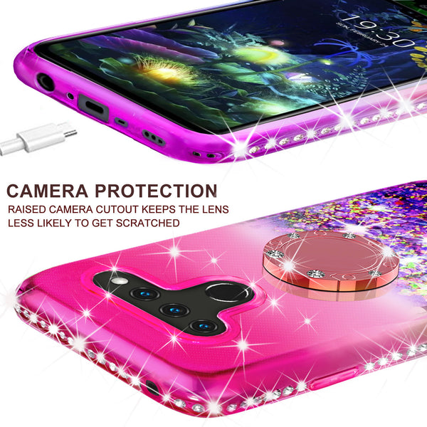glitter ring phone case for lg v50 thinq 5g - pink gradient - www.coverlabusa.com 