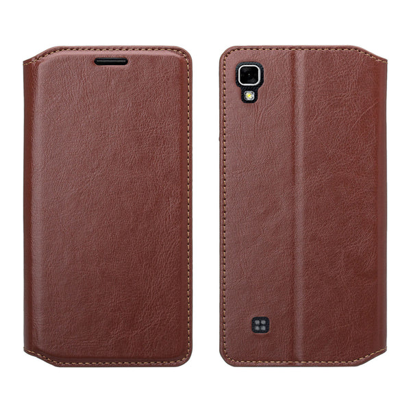 lg x power pu leather wallet case - brown - www.coverlabusa.com