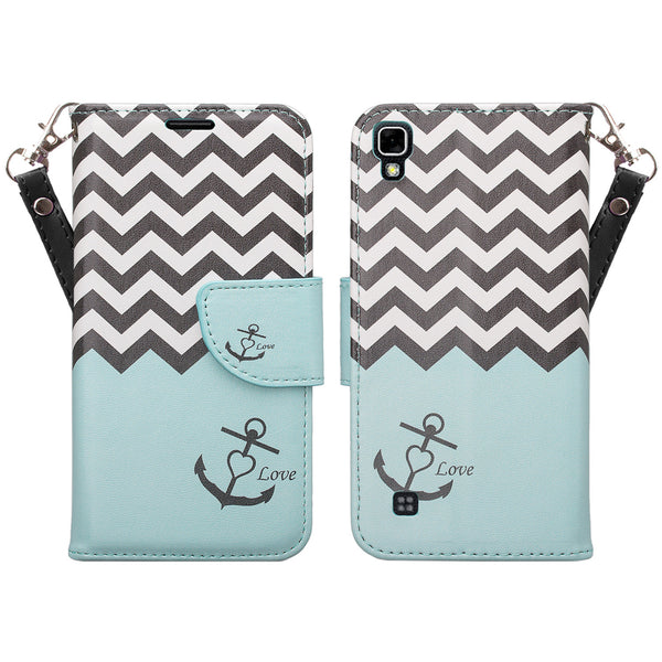 lg x power leather wallet case - teal anchor - www.coverlabusa.com