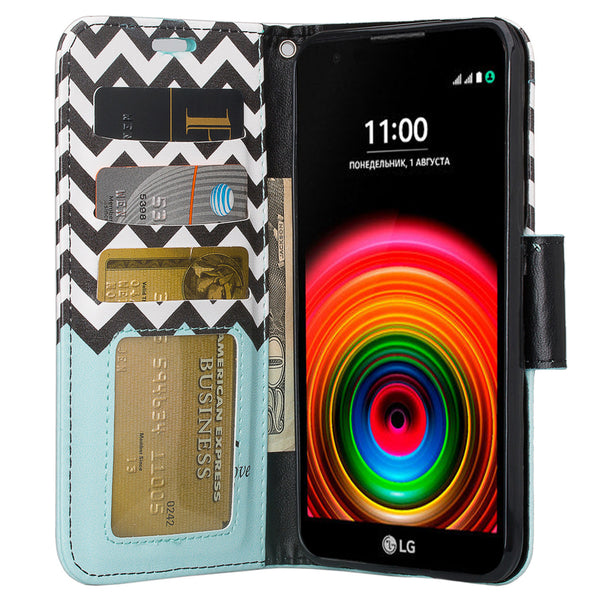 lg x power leather wallet case - teal anchor - www.coverlabusa.com