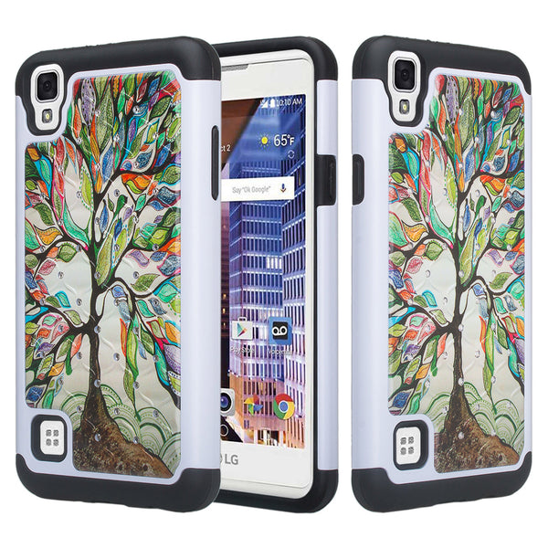 lg tribute hd, volt 3, x style crystal rhinestone case - Vibrant Tree - www.coverlabusa.com