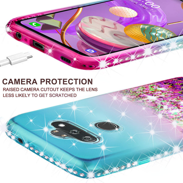 glitter phone case for lg aristo 5 plus - pink/teal gradient - www.coverlabusa.com