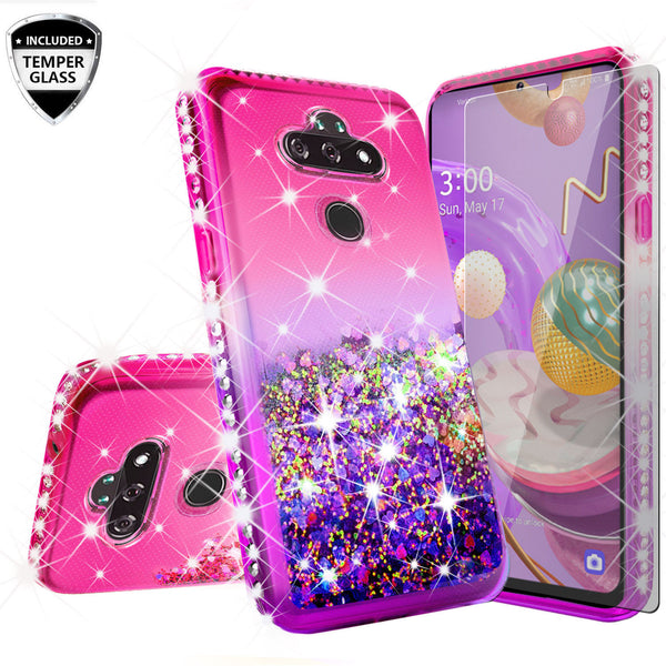 glitter phone case for lg aristo 5 plus - hot pink/purple gradient - www.coverlabusa.com