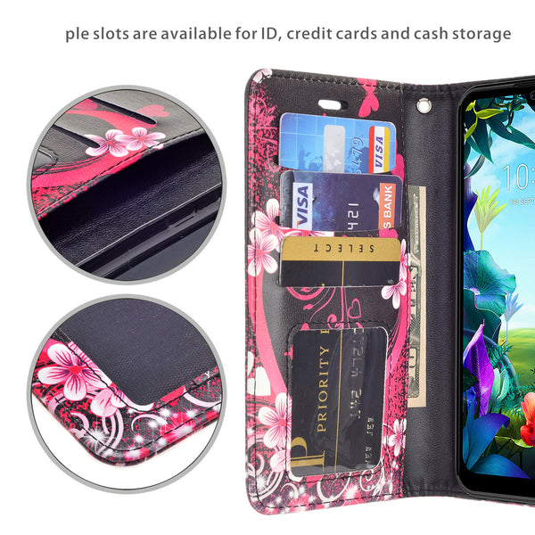 lg harmony 4 wallet case - heart butterflies - www.coverlabusa.com