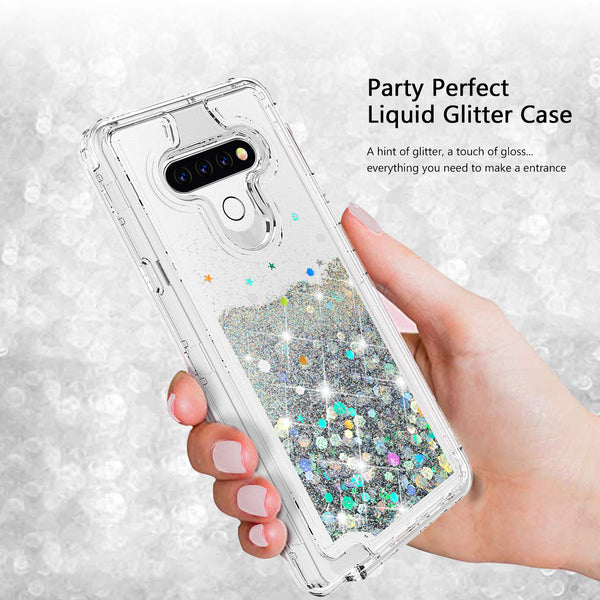 hard clear glitter phone case for lg k51 - clear - www.coverlabusa.com 