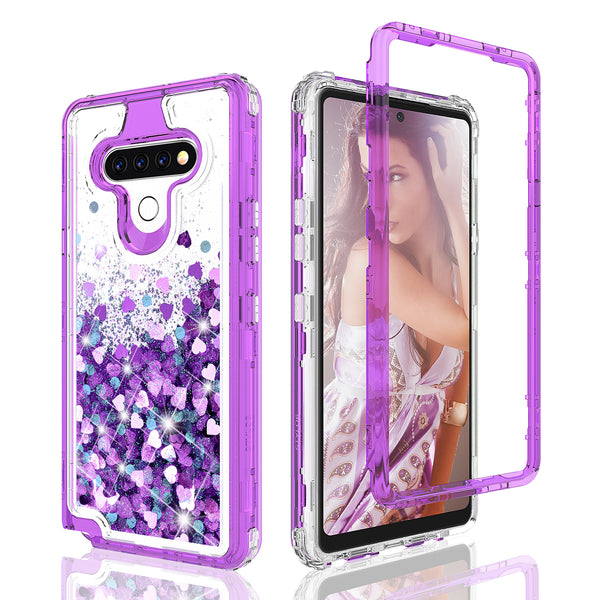 hard clear glitter phone case for lg aristo 5 - purple - www.coverlabusa.com 