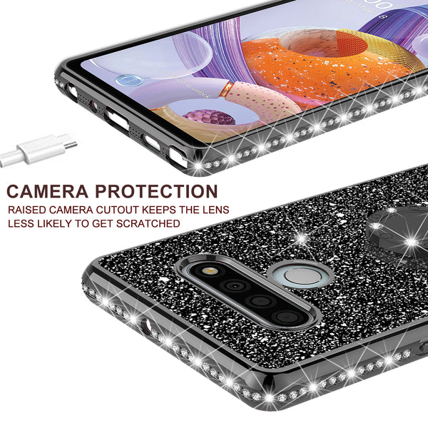 lg stylo 6 glitter bling fashion case - balck - www.coverlabusa.com