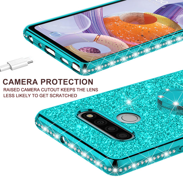 lg stylo 6 glitter bling fashion case - teal - www.coverlabusa.com