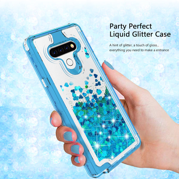 hard clear glitter phone case for lg stylo 6 - teal - www.coverlabusa.com 