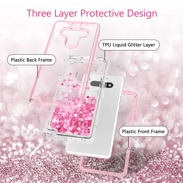 hard clear glitter phone case for lg stylo 6 - pink - www.coverlabusa.com 