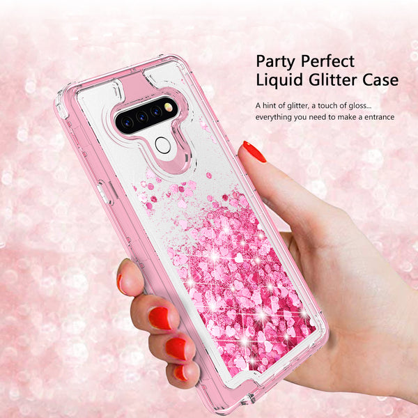 hard clear glitter phone case for lg aristo 5 - pink - www.coverlabusa.com 