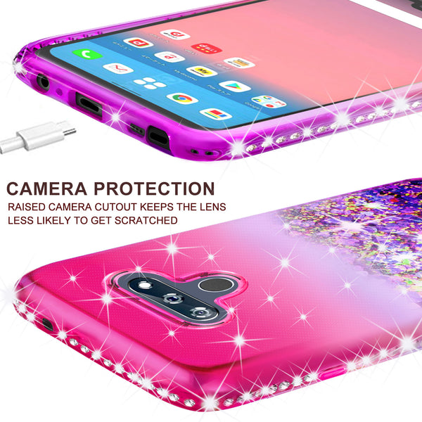 glitter phone case for lg k51 - hot pink/purple gradient - www.coverlabusa.com