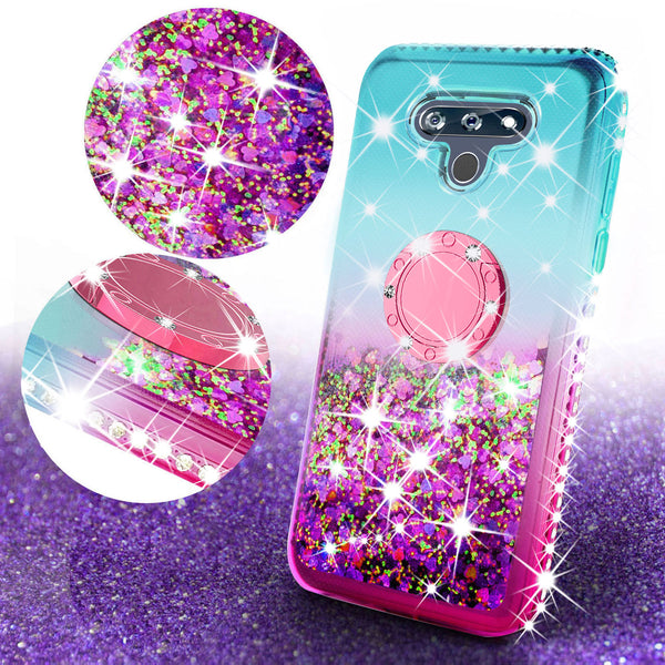 glitter phone case for lg k51 - teal/pink gradient - www.coverlabusa.com