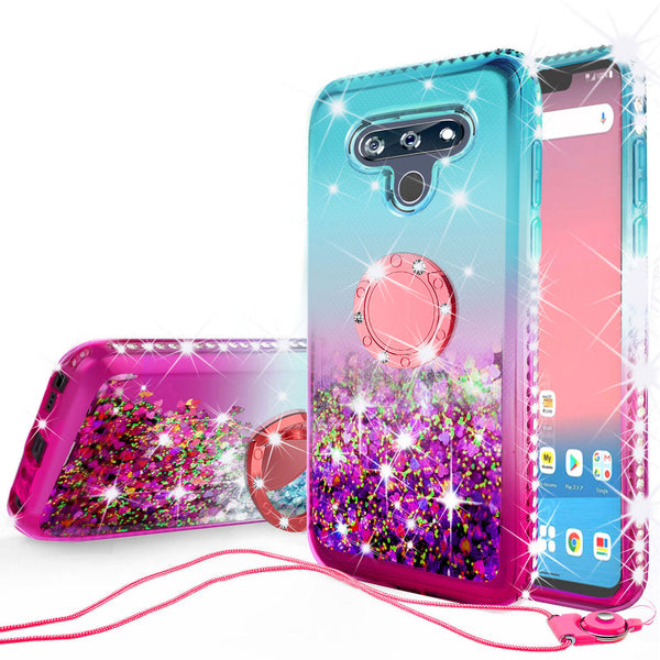 glitter phone case for lg k51 - teal/pink gradient - www.coverlabusa.com