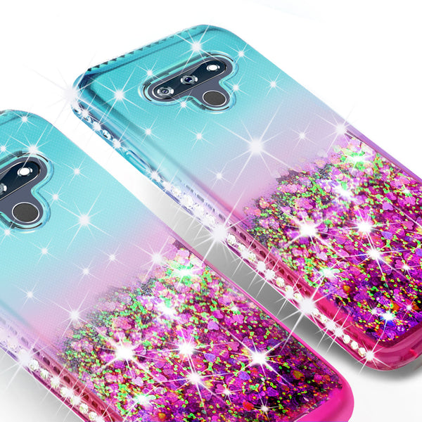 glitter phone case for lg k51 -teal/pink gradient - www.coverlabusa.com