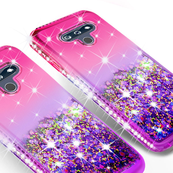 glitter phone case for lg k51 - hot pink/purple gradient - www.coverlabusa.com