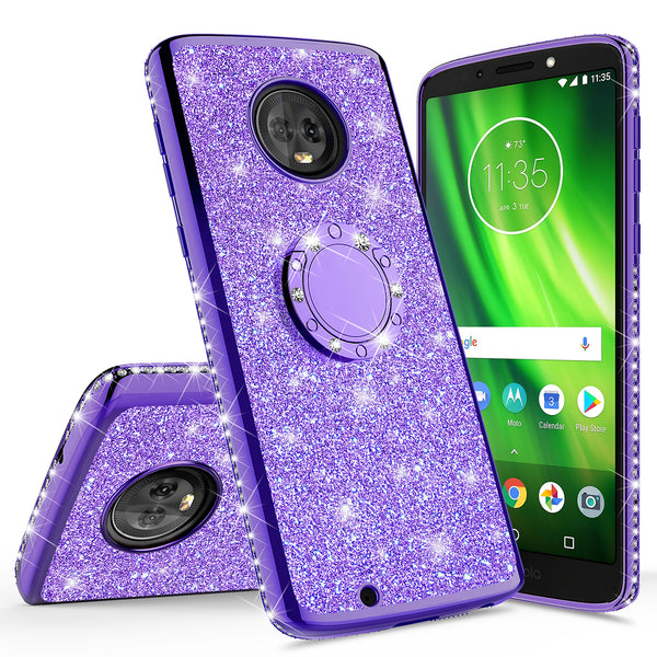 motorola moto g6 glitter bling fashion case - purple - www.coverlabusa.com