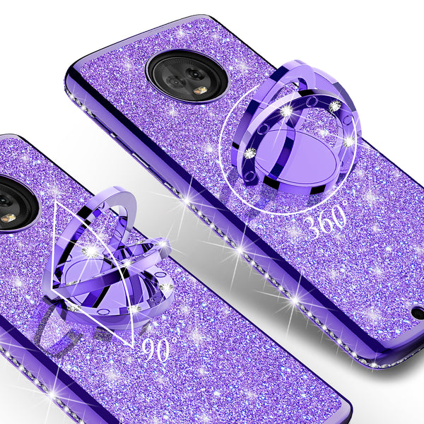 motorola moto g6 glitter bling fashion case - purple - www.coverlabusa.com