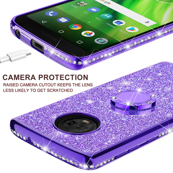 motorola moto g6 glitter bling fashion case - purple - www.coverlabusa.com