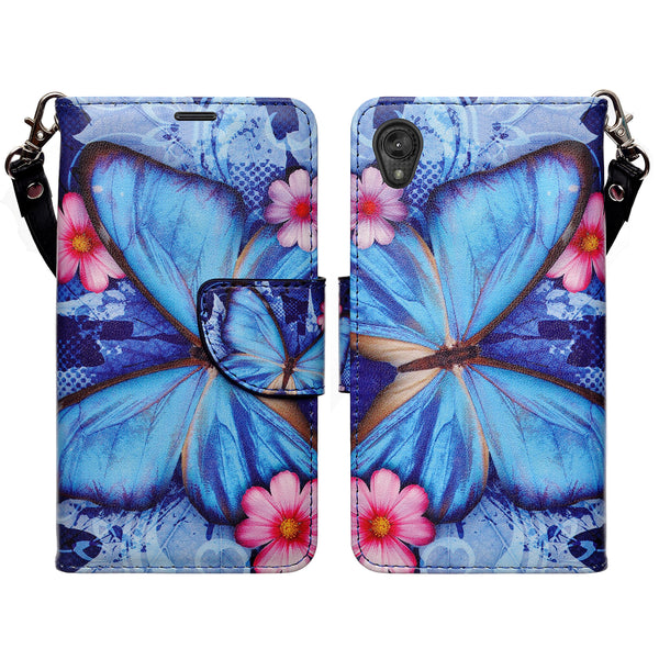 motorola moto e6 wallet case - blue butterfly - www.coverlabusa.com