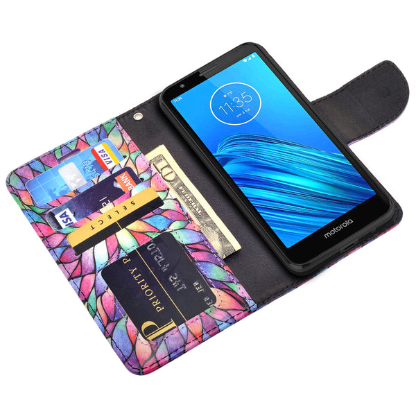 motorola moto e6 wallet case - rainbow flower - www.coverlabusa.com