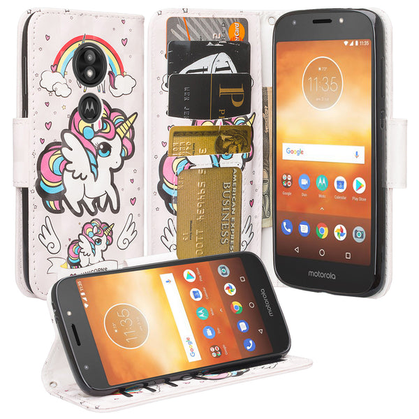 Motorola Moto G6 Play Wallet Case - white unicorn 2 - www.coverlabusa.com